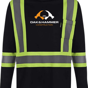 Oak & Hammer CX2 Lookout hi‑vis long sleeve shirt with reflective tape and chest pocket - Black