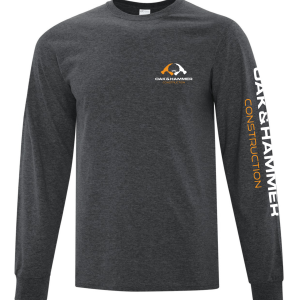 Oak & Hammer heavyweight ring‑spun cotton jersey long sleeve tee with rib cuffs - Dark Grey Heather