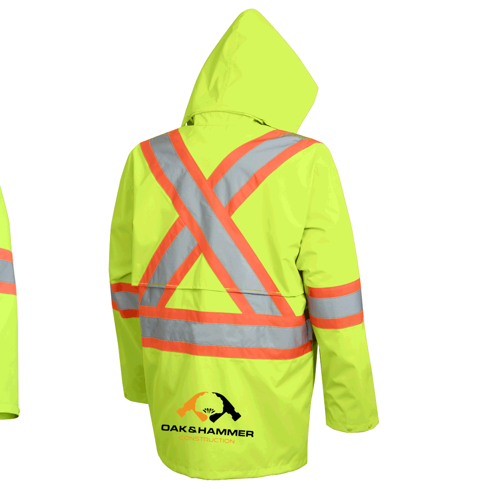 Oak & Hammer - PIONEER 300D Oxford Hi Vis safety rain Jacket - Image 4