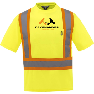 Oak & Hammer CX2 Watchman hi‑vis T‑shirt with reflective tape and chest pocket - Yellow