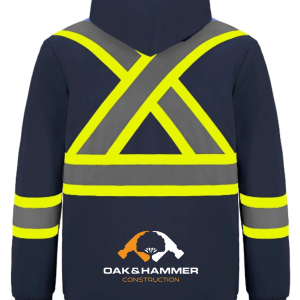 Oak & Hammer CX2 Infinity hi‑vis full zip polyester hoodie with reflective tape and detachable hood - Navy