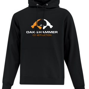 Oak & Hammer midweight fleece pullover hoodie with anti‑pill fabric and classic fit - Black