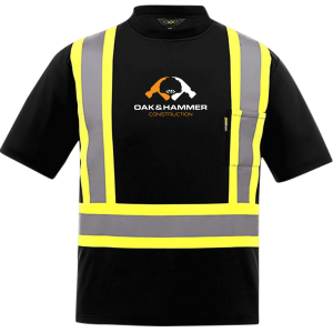 Oak & Hammer CX2 Watchman hi‑vis T‑shirt with reflective tape and chest pocket - Black