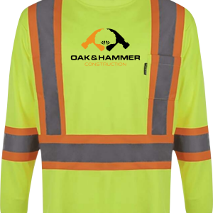 Oak & Hammer CX2 Lookout hi‑vis long sleeve shirt with reflective tape and chest pocket - Yellow