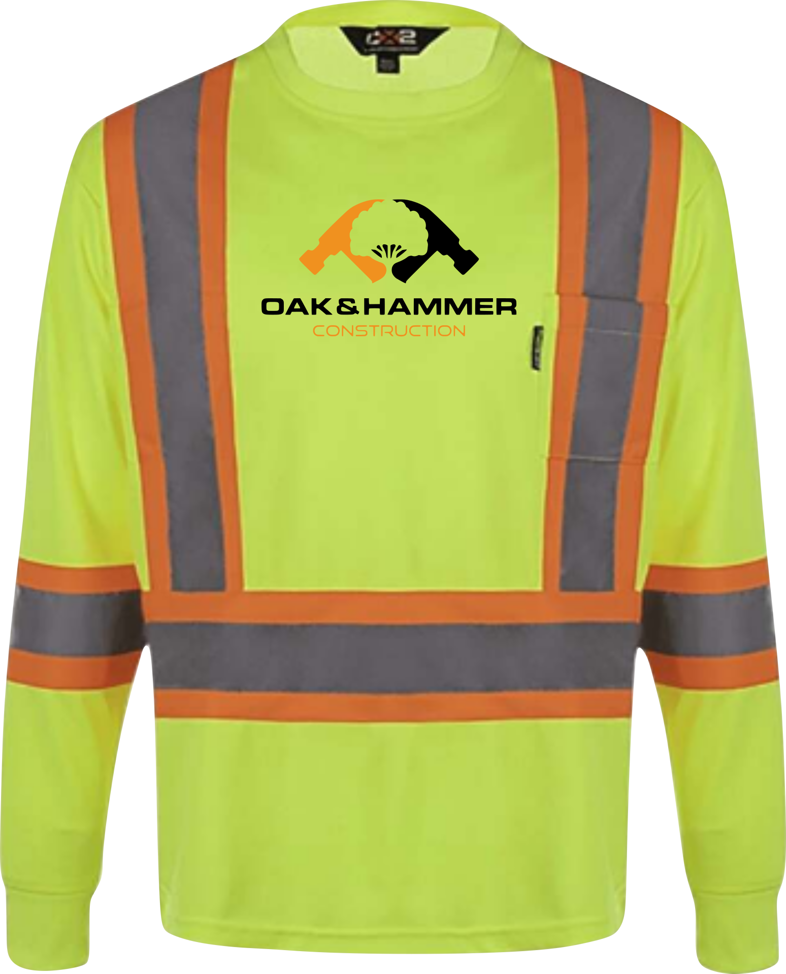 Oak & Hammer CX2 Lookout hi‑vis long sleeve shirt with reflective tape and chest pocket - Yellow