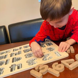 NUMBER PUZZLE - CHALKBOARD BASE WITH TRACERS - Number Tracing Puzzle with Chalkboard Base | Special Needs Math Learning Tool | Fine Motor Skills Development - Image 4