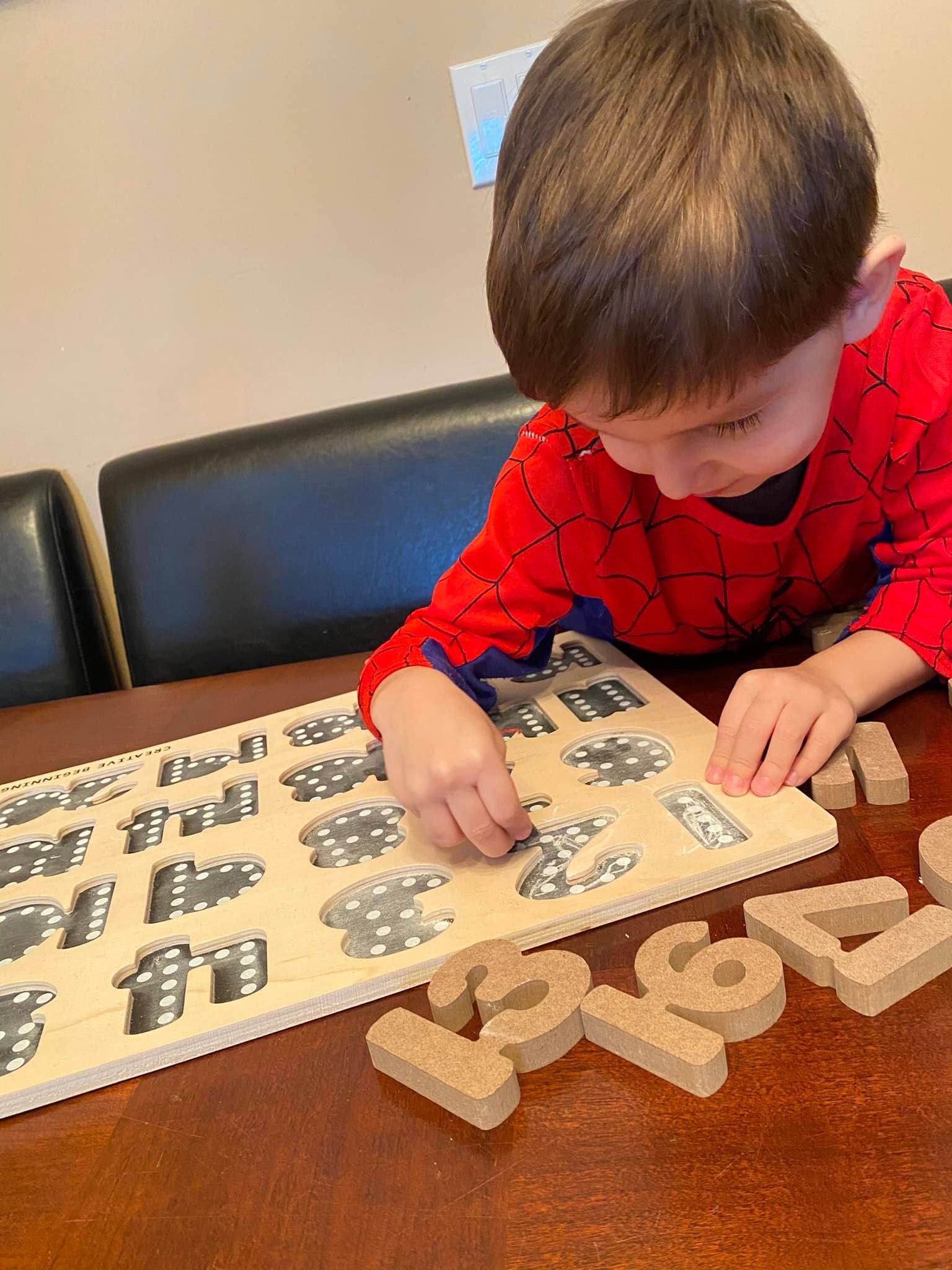 NUMBER PUZZLE - CHALKBOARD BASE WITH TRACERS - Number Tracing Puzzle with Chalkboard Base | Special Needs Math Learning Tool | Fine Motor Skills Development - Image 4