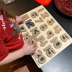 NUMBER PUZZLE - CHALKBOARD BASE WITH TRACERS - Number Tracing Puzzle with Chalkboard Base | Special Needs Math Learning Tool | Fine Motor Skills Development - Image 5
