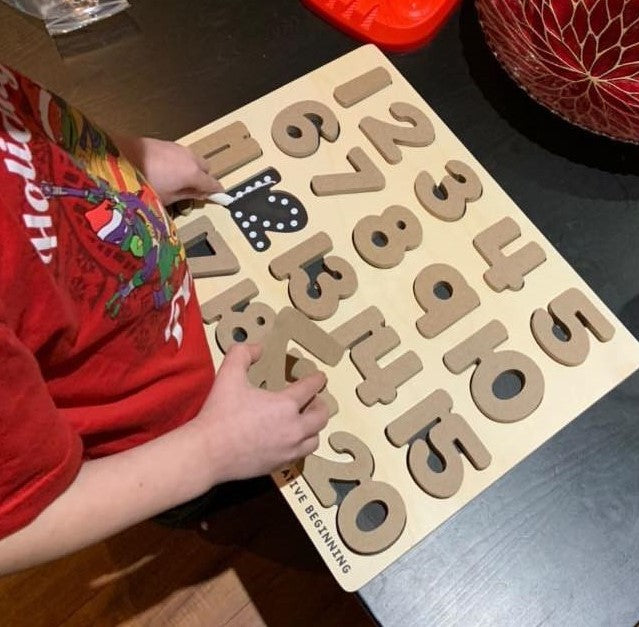 NUMBER PUZZLE - CHALKBOARD BASE WITH TRACERS - Number Tracing Puzzle with Chalkboard Base | Special Needs Math Learning Tool | Fine Motor Skills Development - Image 5