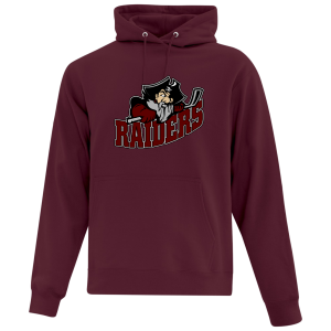 Seven Oaks Raiders fleece lined hoodie with bold logo and double‑lined hood - Maroon
