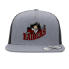 Seven Oaks Raiders flat bill snapback with engraved leather patch and structured fit - Grey Heather/Black - Engraved Patch
