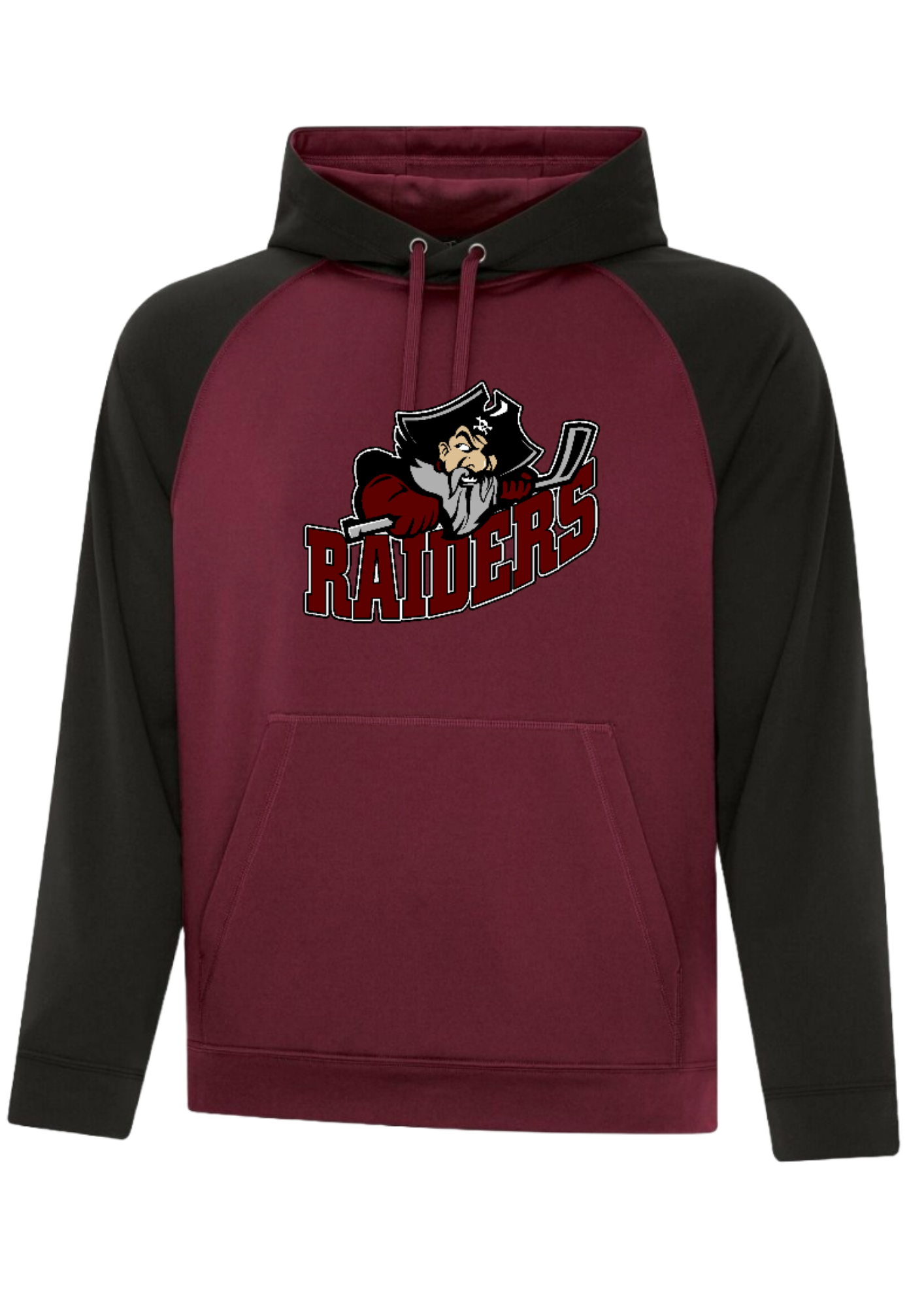 Seven Oaks Raiders premium performance hoodie with DTF logo and athletic fit - Maroon/Black