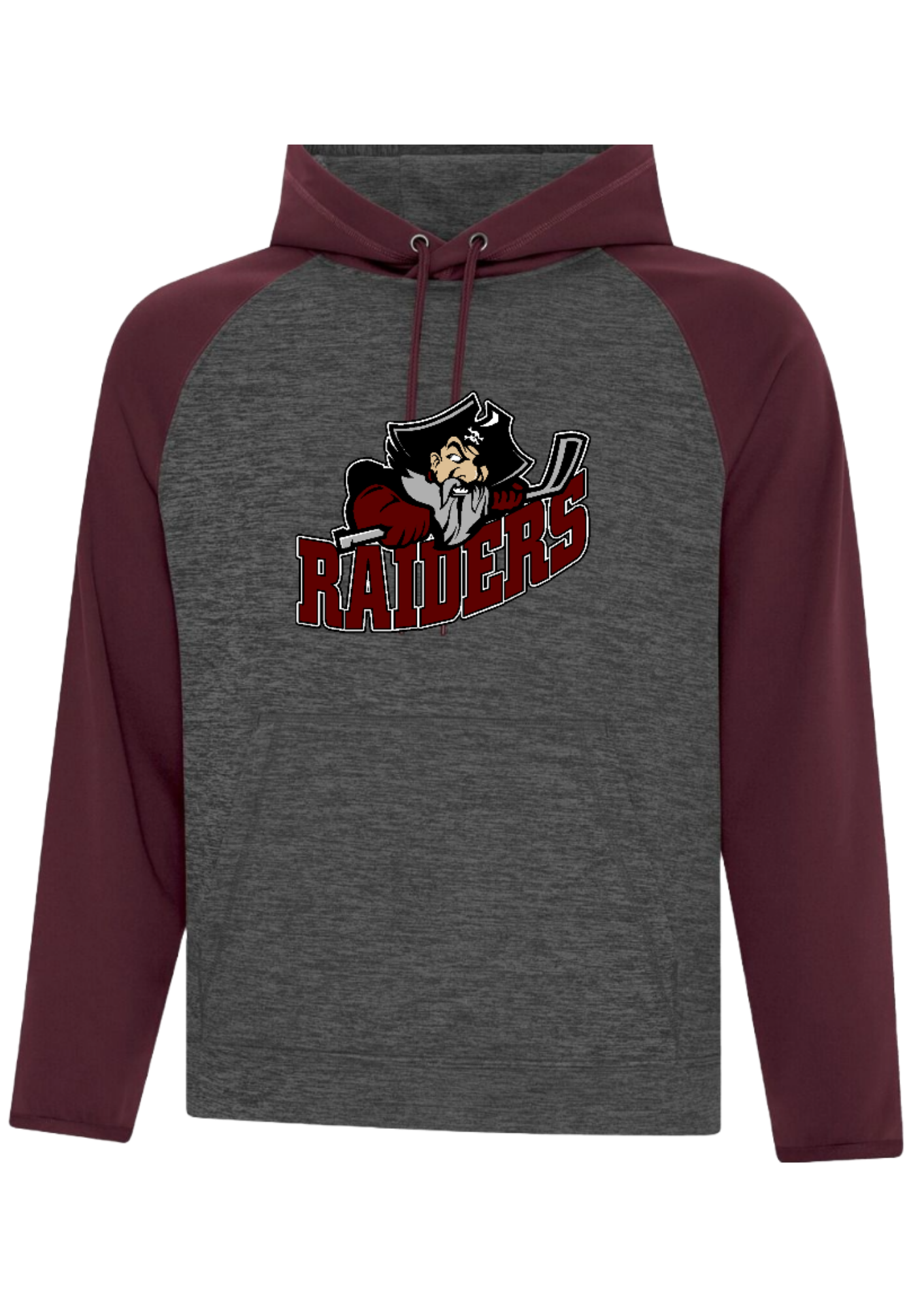 Seven Oaks Raiders premium performance hoodie with DTF logo and athletic fit - Heather/Maroon