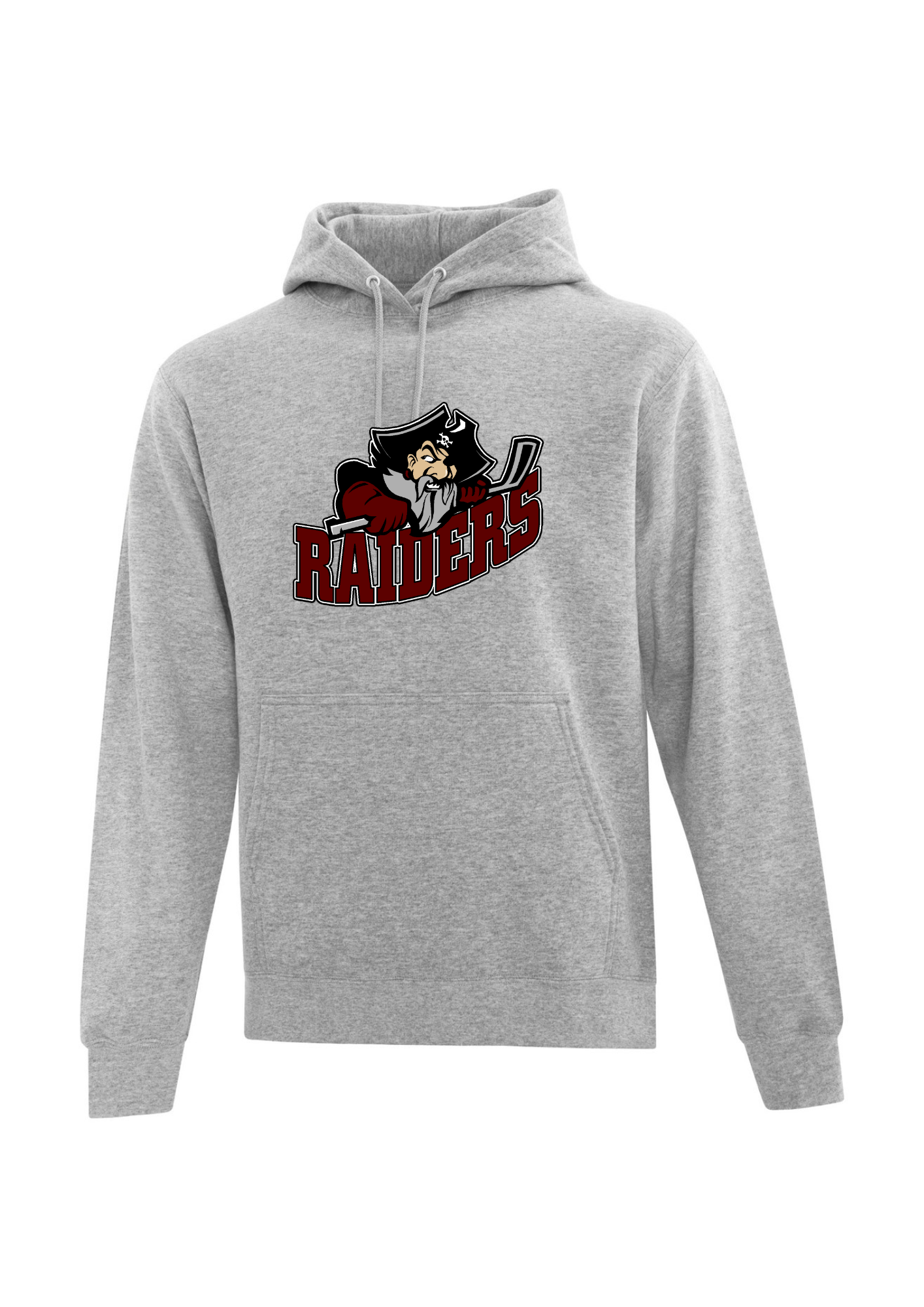 Seven Oaks Raiders fleece lined hoodie with bold logo and double‑lined hood - Athletic Heather