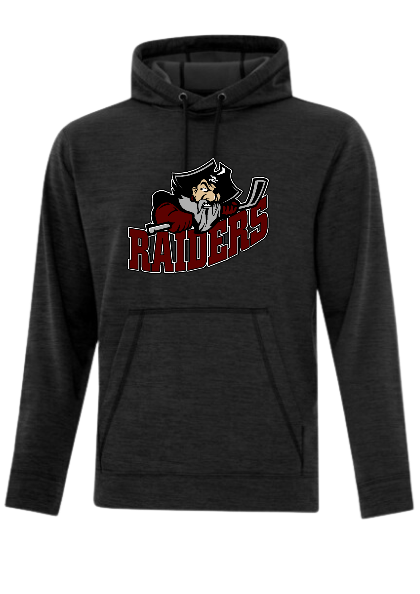 Seven Oaks Raiders premium performance hoodie with DTF logo and athletic fit - Black Heather