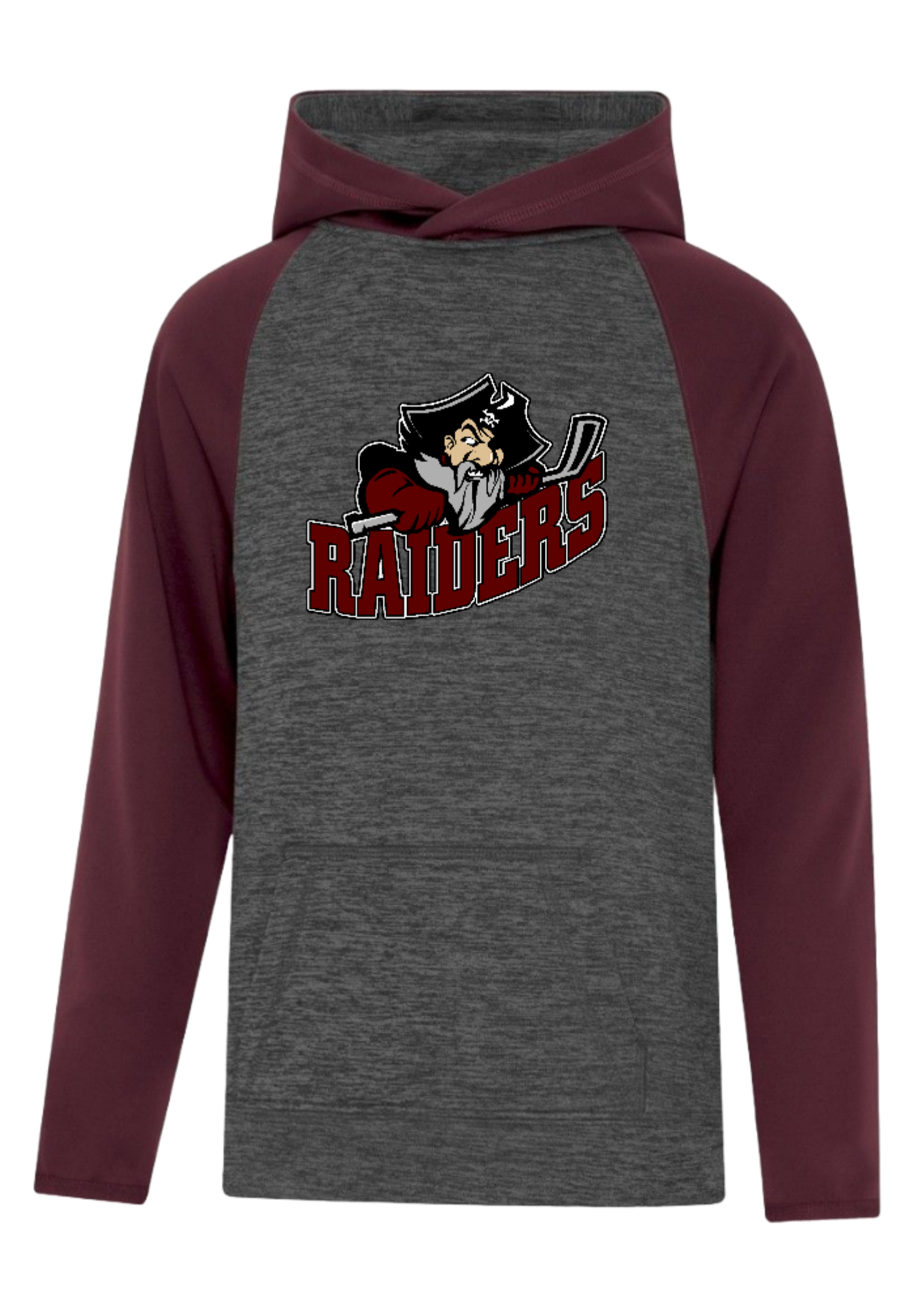 Seven Oaks Raiders premium performance hoodie with DTF logo and athletic fit - Heather/Maroon