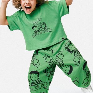 40Th Anniversary Printed Poplin Pant Green - Image 4