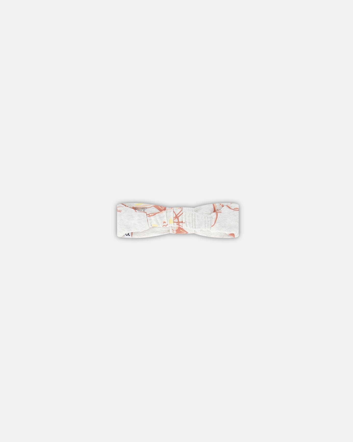 Organic Cotton Headband Heather Beige With Printed Cat - Image 3