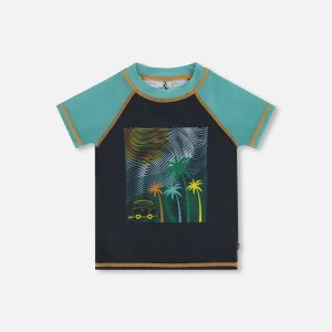 Short Sleeve Rashguard With Print Black