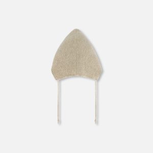 Baby Pointed Knit Hat In Beige - Image 3