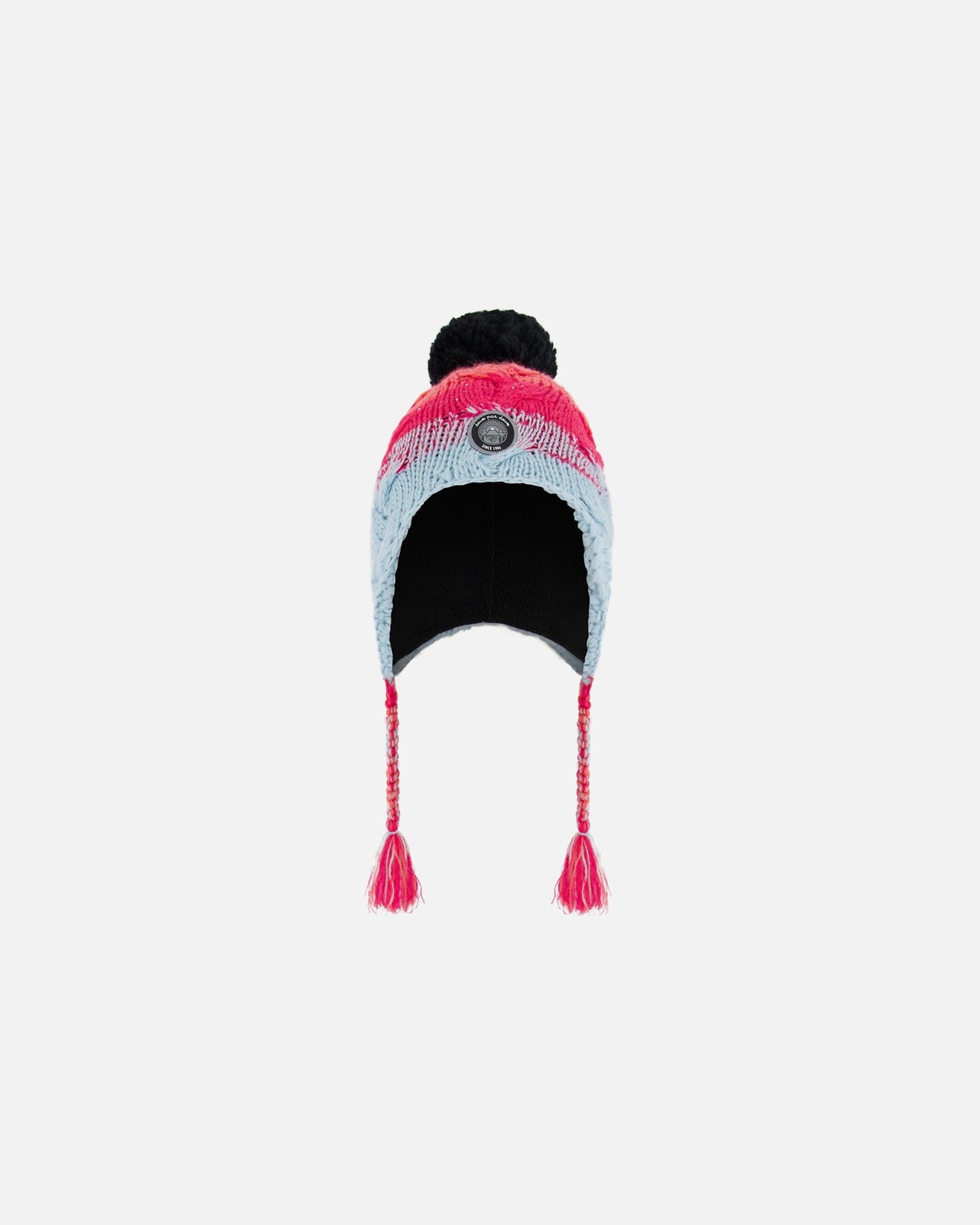 Peruvian Knit Hat Gradient Blue, Coral And Fuschia - Image 6