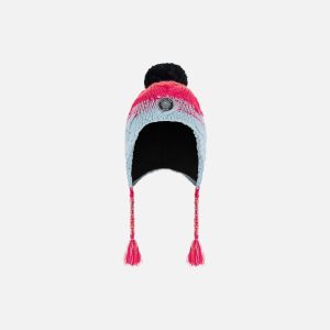Peruvian Knit Hat Gradient Blue, Coral And Fuschia - Image 7