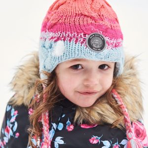 Alternative view of Peruvian Knit Hat Gradient Blue, Coral And Fuschia