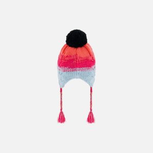Peruvian Knit Hat Gradient Blue, Coral And Fuschia - Image 4