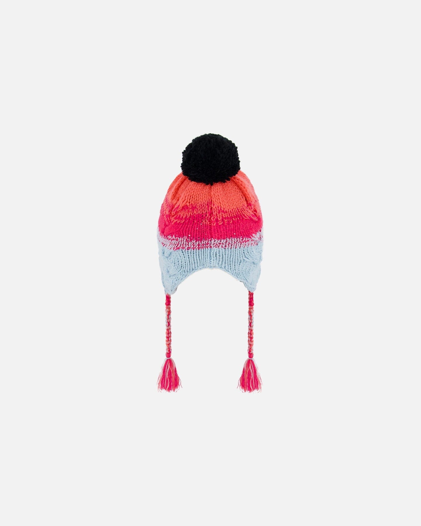 Peruvian Knit Hat Gradient Blue, Coral And Fuschia - Image 4