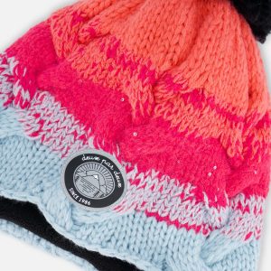 Peruvian Knit Hat Gradient Blue, Coral And Fuschia - Image 5
