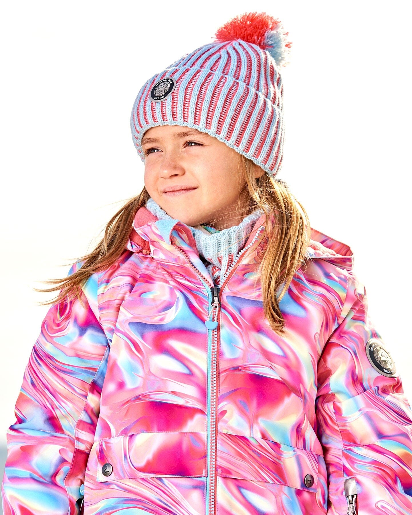 Knit Hat Air Blue And Coral - Image 2