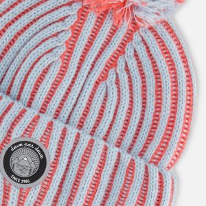 Knit Hat Air Blue And Coral - Image 4