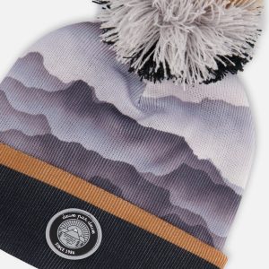 Knit Hat Gray With Mountains - Image 4