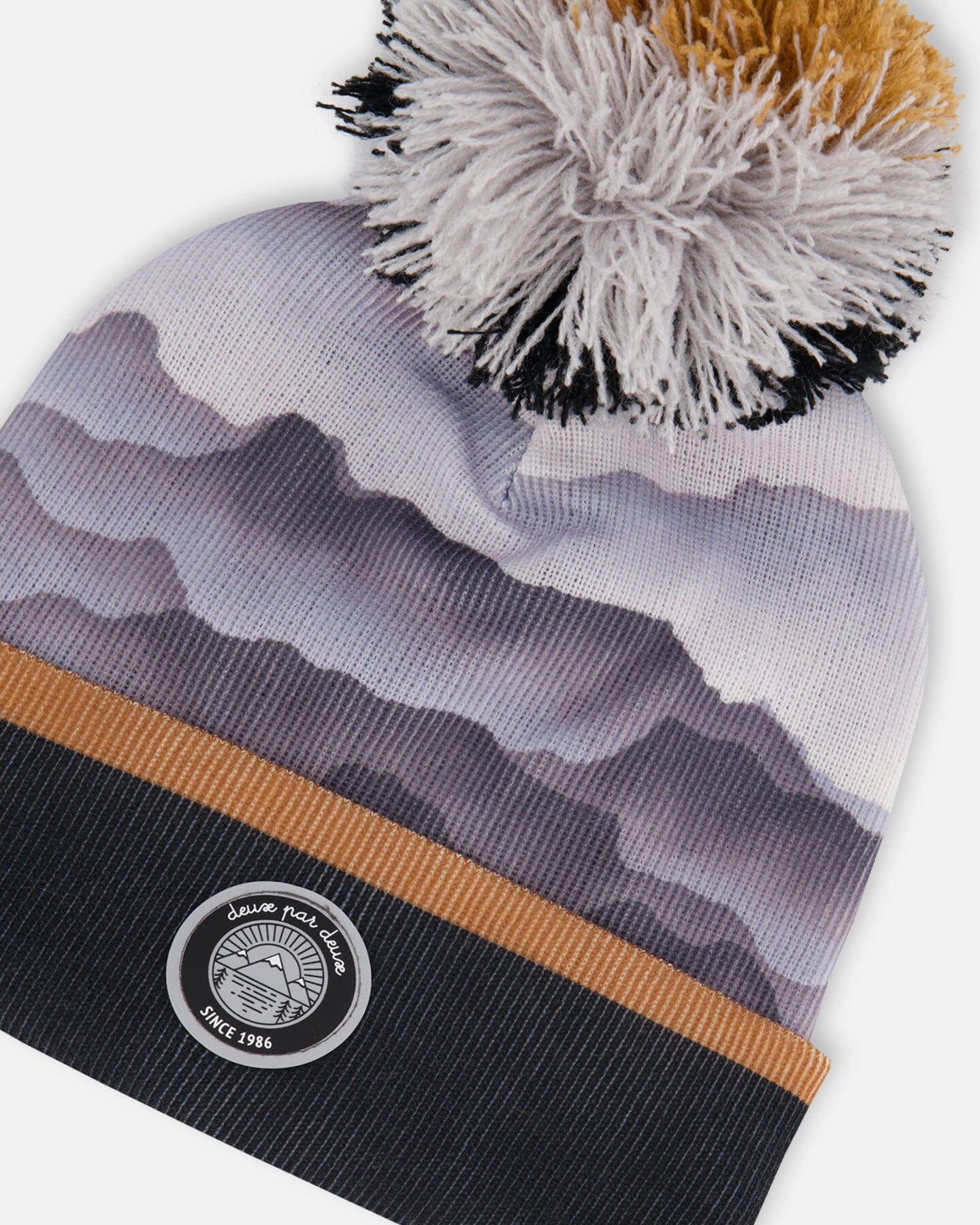 Knit Hat Gray With Mountains - Image 4