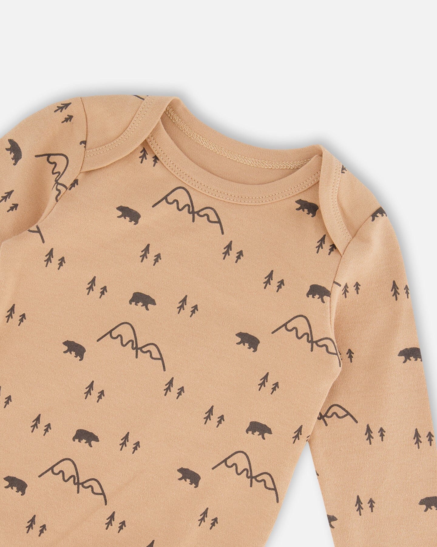 Organic Cotton Printed Onesie And Overall Set Dark Gray With Mountains - Image 3
