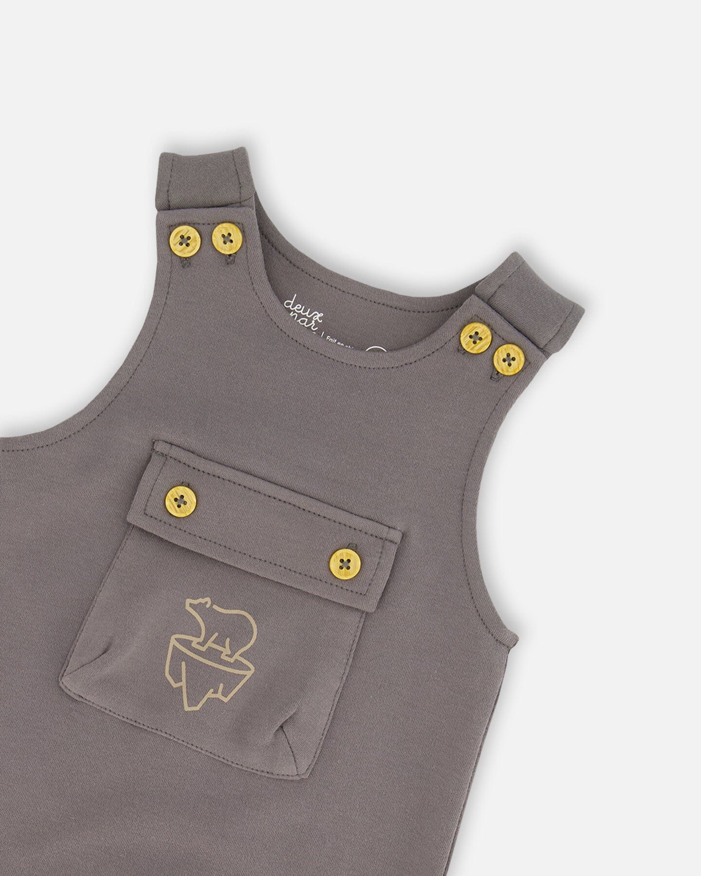 Organic Cotton Printed Onesie And Overall Set Dark Gray With Mountains - Image 4