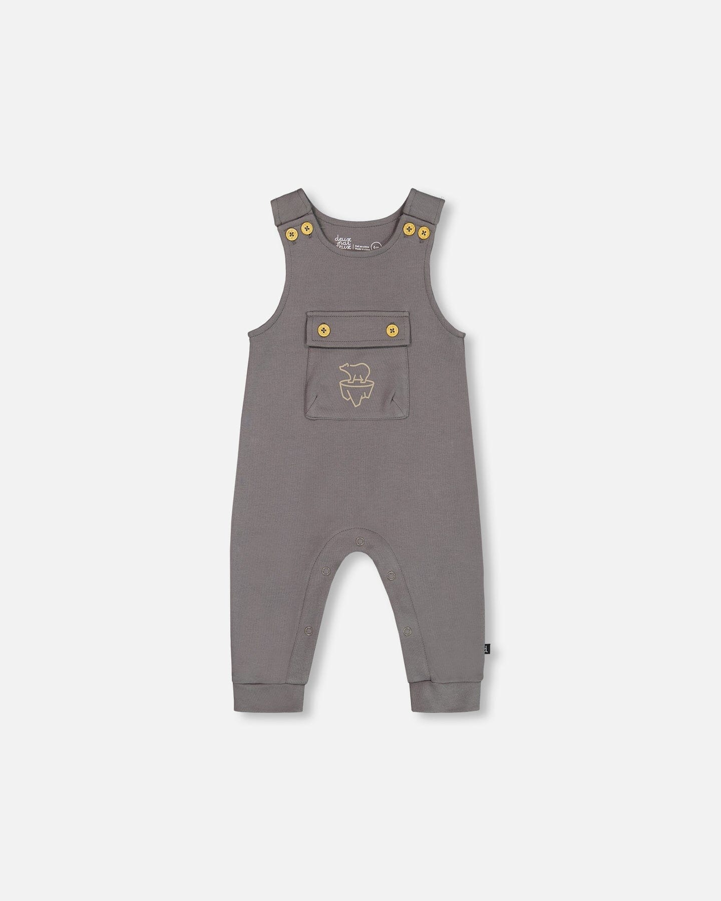 Organic Cotton Printed Onesie And Overall Set Dark Gray With Mountains - Image 5