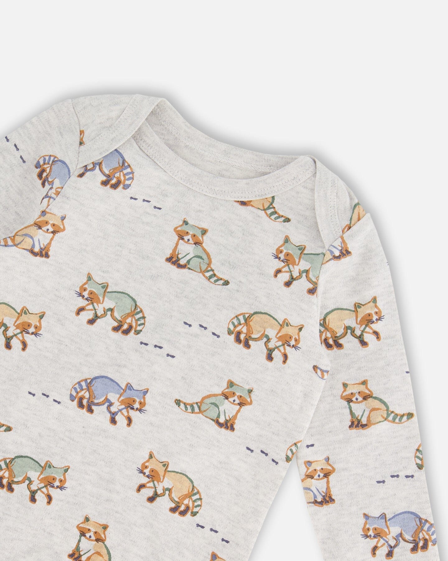 Organic Cotton Printed Onesie And Overall Set Green And Racoon - Image 3