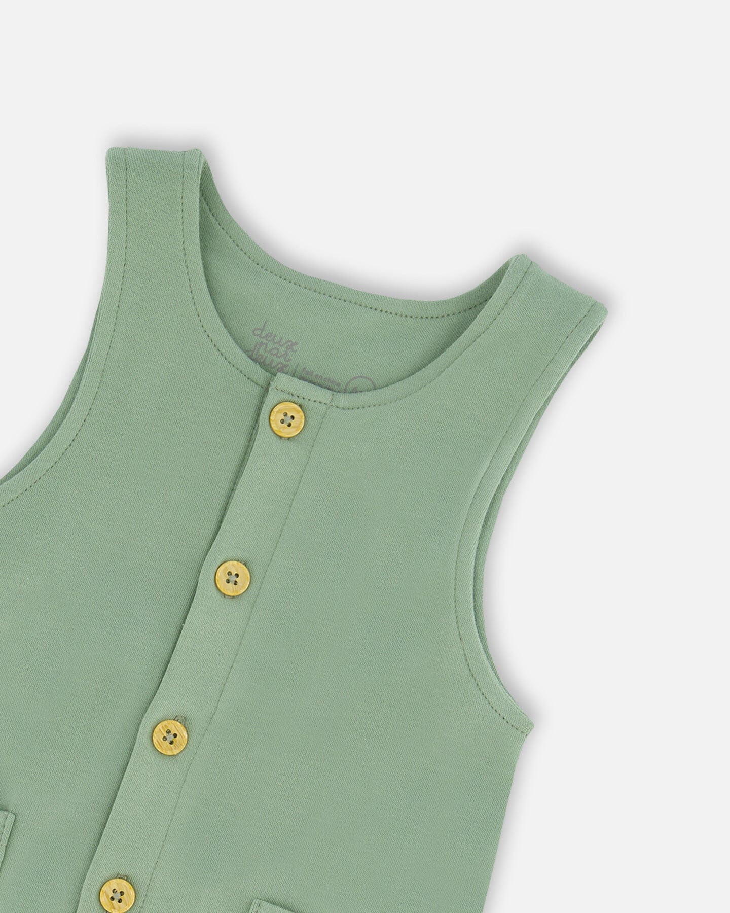 Organic Cotton Printed Onesie And Overall Set Green And Racoon - Image 4