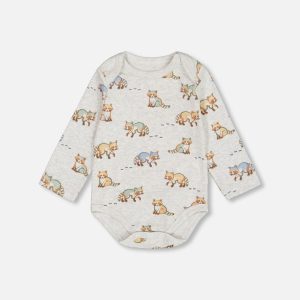 Organic Cotton Printed Onesie And Overall Set Green And Racoon - Image 5