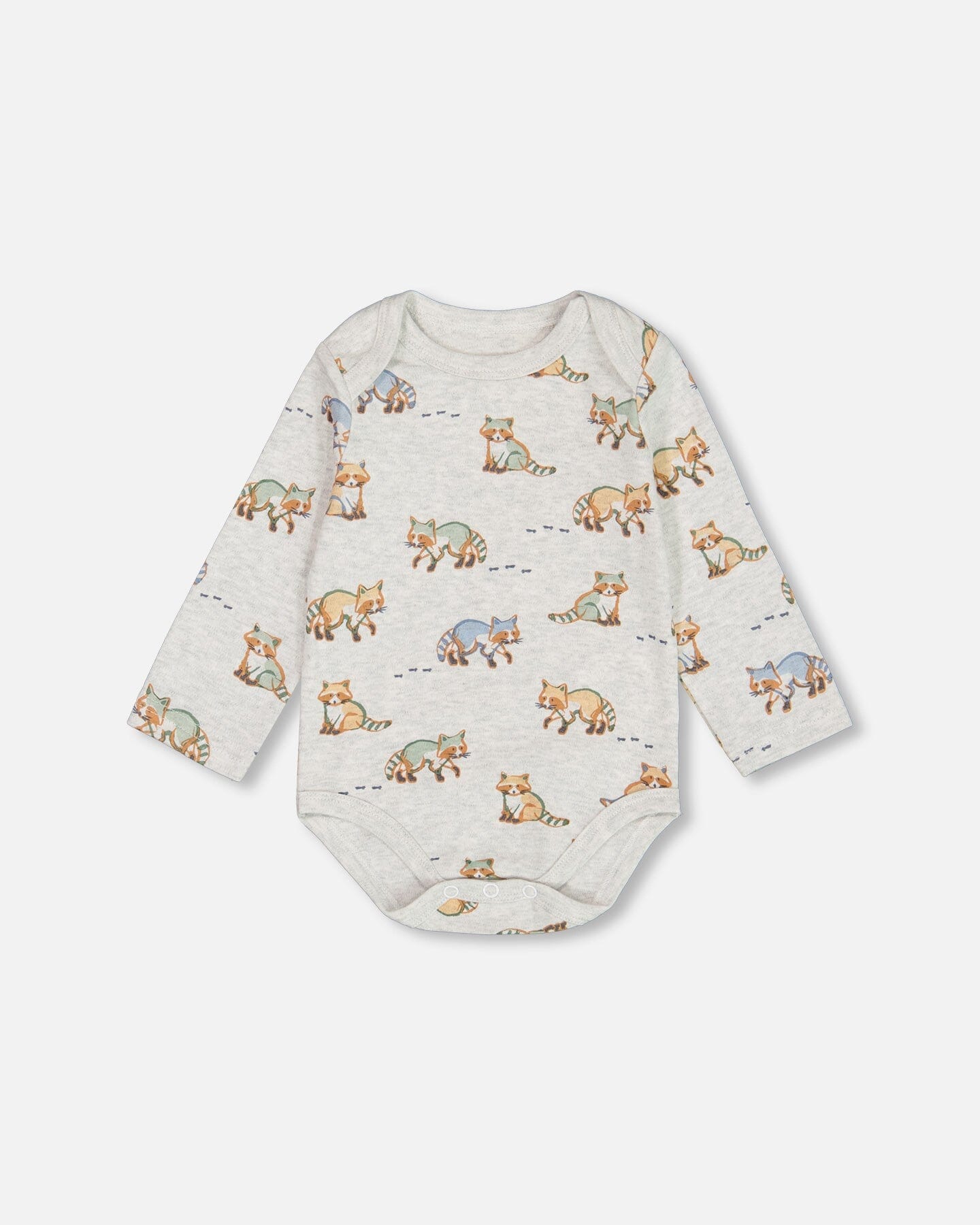 Organic Cotton Printed Onesie And Overall Set Green And Racoon - Image 5
