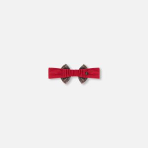 Headband With Glittering Tulle Bow Red Plaid - Image 3
