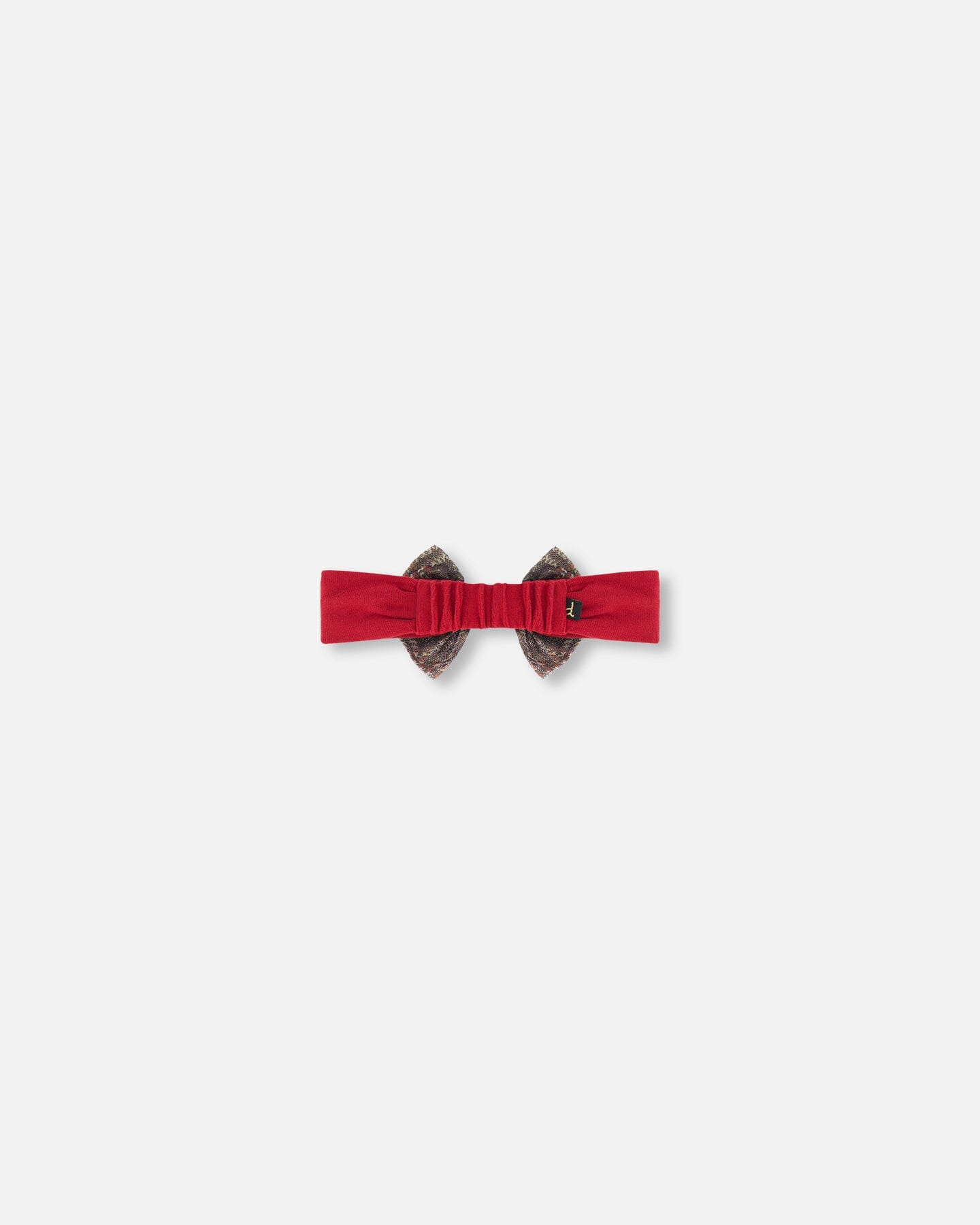 Headband With Glittering Tulle Bow Red Plaid - Image 3