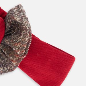 Headband With Glittering Tulle Bow Red Plaid - Image 4
