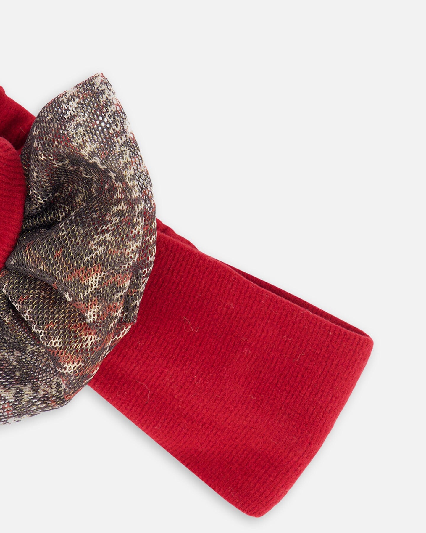 Headband With Glittering Tulle Bow Red Plaid - Image 4