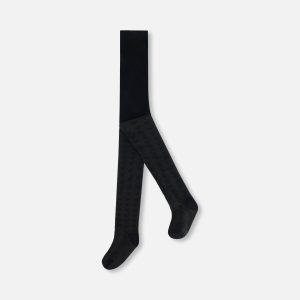Tonal Jacquard Tights Black