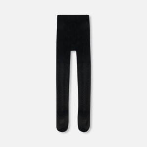 Tonal Jacquard Tights Black - Image 3