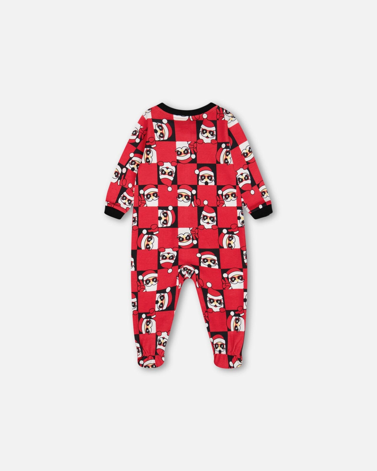 Organic Cotton One Piece Pajama Red Printed Santa - Image 2
