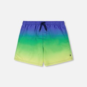 Men's Swim Trunks Blue, Green, And Lime Gradient - Image 8