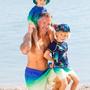 Men's Swim Trunks Blue, Green, And Lime Gradient - Image 3